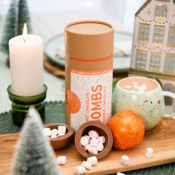 Hot Chocolate Bombs - Orange chocolate Spheres with Marshmallows, 140g