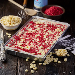 Raspberry & White Chocolate Loaded Brownie