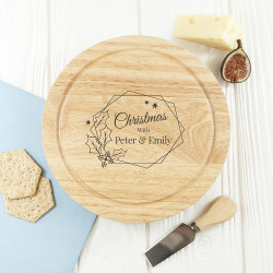 Personalised Classic Christmas Holly Cheese Board Set