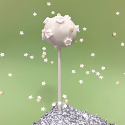 Ivory Flower and Pearl Wedding Favour Cake Pops (Customisable Colour)