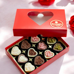 Te amo! Valentine's Day Chocolate heart filled with brigadeiro Box of 12 - Red Heart