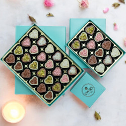 Valentine's Day Chocolate heart filled with brigadeiro Box of 24 - Turquoise box