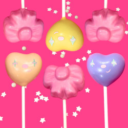 Gift Box of 6 Pastel Hand-Painted Face Hearts and Pink Bows Valentine's Day Cake Pops