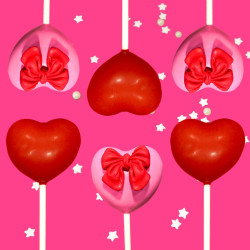 Gift Box of 6 Pink and Red Valentine's Day Hearts with Cute Bows