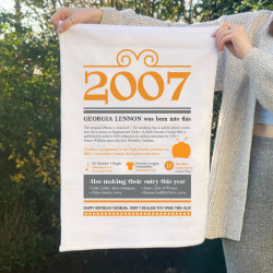 Personalised 18th Birthday 2007 Microfibre Tea Towel