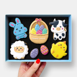 Personalised Easter Animals Iced Cookies Letterbox Gift