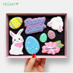 Vegan Personalised Happy Easter Iced Cookies Letterbox Gift