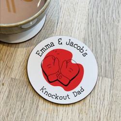 Personalised Knockout Dad Boxing Coaster