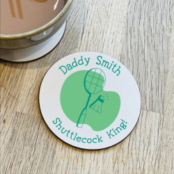 Personalised Shuttlecock Badminton Dad Coaster