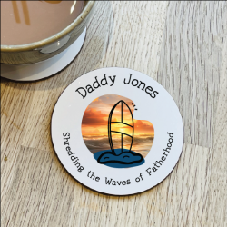 Personalised Surfing Dad Coaster