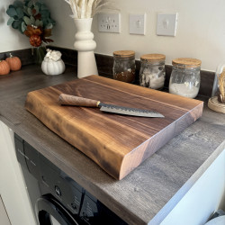 Black Walnut Live Edge Chopping Board - James Martin Style with Non Slip Rubber Feet
