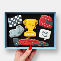 Personalised Racer Father's Day Letterbox Iced Cookies