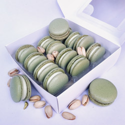 Pistachio Macarons Gift Box of 12 - Handcrafted, Artisan