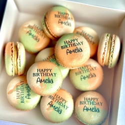 Childrens Party Personalised Macarons Box of 12 - Personalise Text or Design