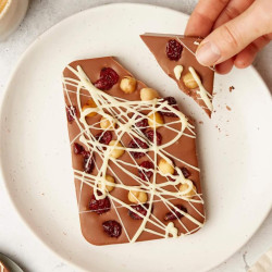 Hazelnut and Cranberry Milk Chocolate Bar | Handmade Flavoured Chocolate Treat | Belgian Milk Chocolate | Fairtrade