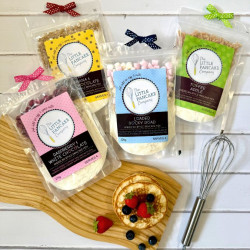 Pancake Mix Gift Hamper with 4 Gourmet Pancake Mixes and Metal Whisk