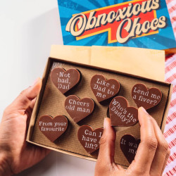Funny Chocolate Gift for Dad | A Box of Obnoxious Chocs | Belgian Milk Chocolate Hearts | Handmade | Fairtrade