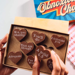 Funny Chocolate Gifts for Partners | A Box of Obnoxious Chocs | Belgian Milk Chocolate Hearts | Handmade | Fairtrade