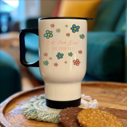 Personalised Flower Power Best Mum Ever Travel Mug