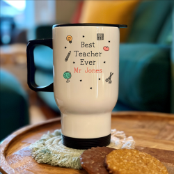 Personalised Best Teacher Ever Drawing Travel Mug
