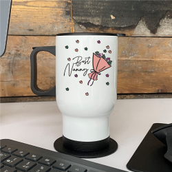 Personalised Flowers Best Nanny Travel Mug