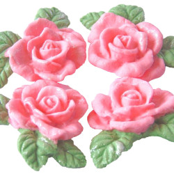 Edible Rose Garland Cake Toppers - Set of 4 Glittered Roses - Ideal for Weddings