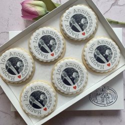 Personalised Anniversary Biscuit Gift - Edible Photos - Set of 6 or 12 - Custom Treat for Couples