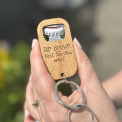 Personalised Best Teacher Ever Wooden Bottle Opener Keyring