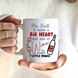 Personalised Big Heart To Shape Little Minds Teacher Mug