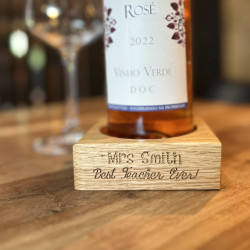 Personalised Oak Best Teacher Wine Bottle Holder