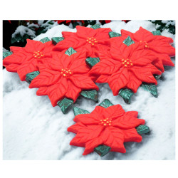 Handmade Christmas Poinsettia Flower - Edible Cupcake Decorations - Pack of 6