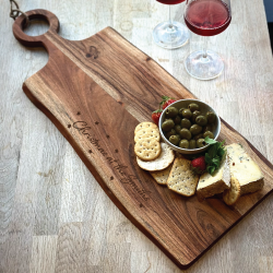 Personalised Acacia Christmas Serving Board With Circle Handle