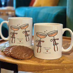 Set Of Two Champagne Glasses Engagement Mugs