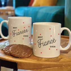 Fiance And Fiancee Scattered Heart Set Of Two Engagement Mugs