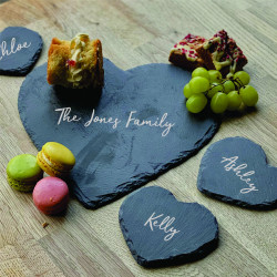 Personalised Family Heart Platter And Coasters