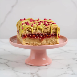 Pistachio Bakewell Blondies - Handmade, Limited Edition with Raspberry & White Chocolate