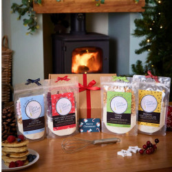 Christmas Pancake Lovers' Gift Hamper with 4 Gourmet Pancake Mixes and Metal Whisk