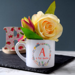 Personalised Children's Wreath Initial Mini Mug