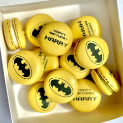 Batman Superhero Themed Personalised Macarons - Gift Box of 12