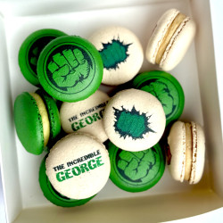 Incredible Hulk Superhero Themed Personalised Macarons - Gift Box of 12