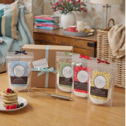 Pancake Lovers' Gift Hamper with 4 Gourmet Pancake Mixes and Metal Whisk