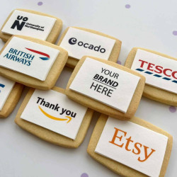 Edible Logo Biscuits - Bulk Buy Rectangle Iced Cookies