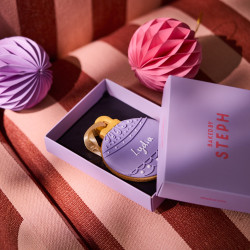 Vegan Personalised Christmas Bauble Cookie - Purple - Letterbox Friendly Gift