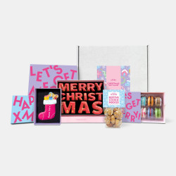 Personalised Merry Christmas Cookies & Macarons Hamper Gift