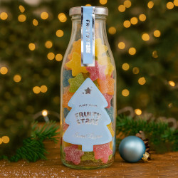 Christmas Glass Bottle Jar – Assorted Vegan Star-Shaped Gummies