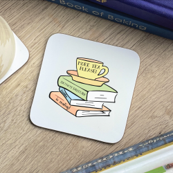 Personalised Book Stack Reading Coaster