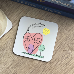 Personalised Happy New Home Heart House Coaster
