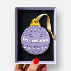 Personalised Purple Christmas Bauble Iced Cookie - Letterbox Gift