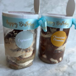 Personalised Tiramisu Jar Duo Favours/Gifts, Alcohol-Free - 400ml Jars, Choose Your Flavours
