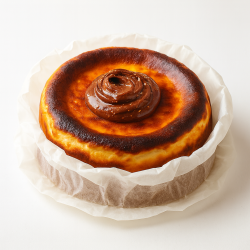 Burnt Basque Cheesecake with Hazelnut and Chocolate Sauce